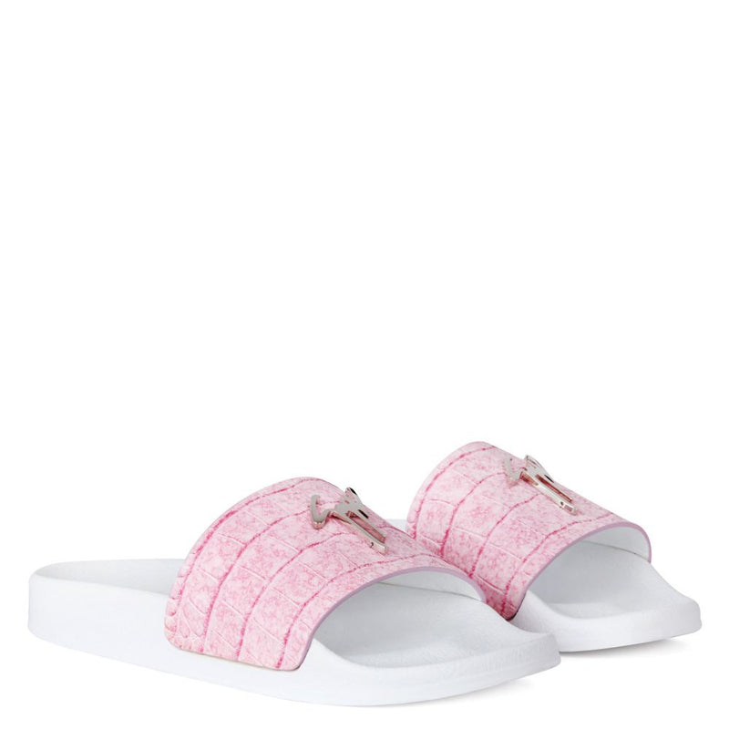 giuseppe zanotti (female Pink crocodile-print leather slide)