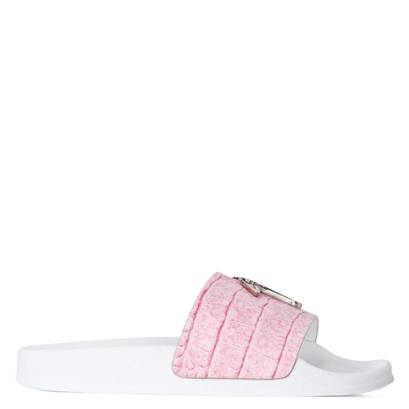 giuseppe zanotti (female Pink crocodile-print leather slide)