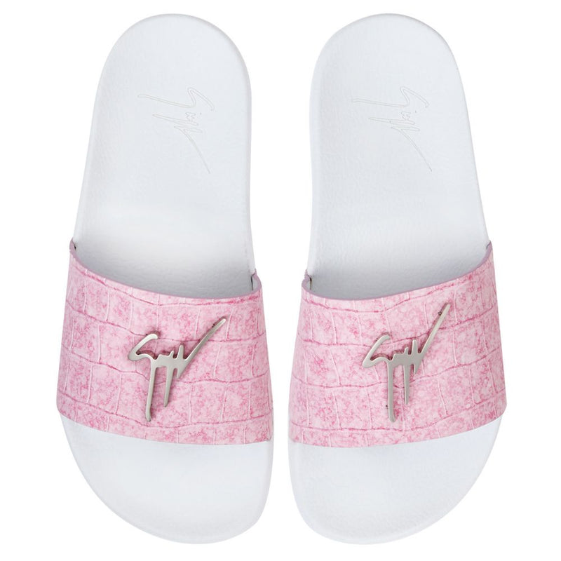 giuseppe zanotti (female Pink crocodile-print leather slide)