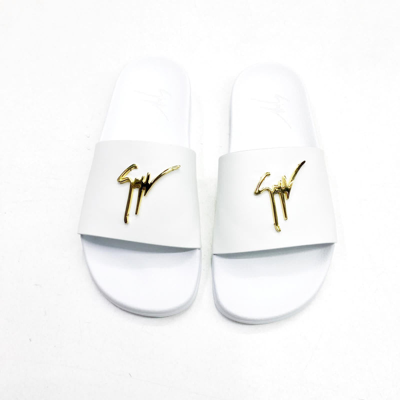 Giuseppe zanotti (female white/gold Brett slide)