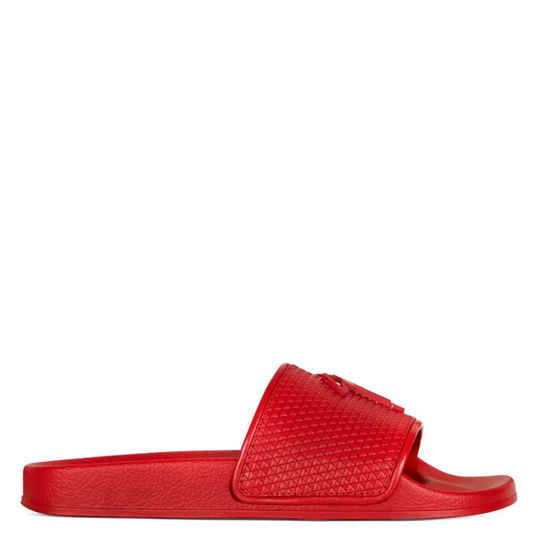 giuseppe zanotti (red geometric-print leather slide)