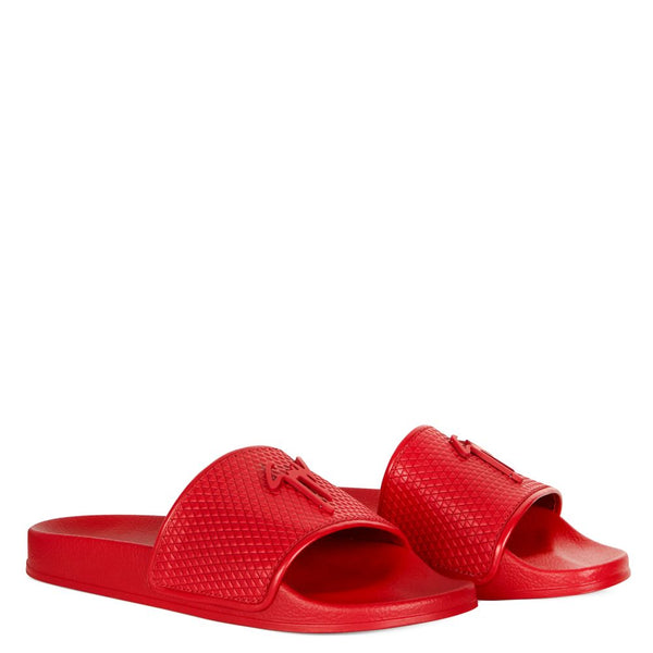 giuseppe zanotti (red geometric-print leather slide)