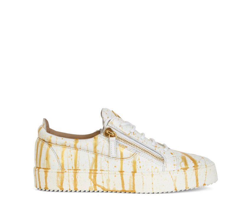 Giuseppe zanotti (white/gold Frankie low top sneaker)