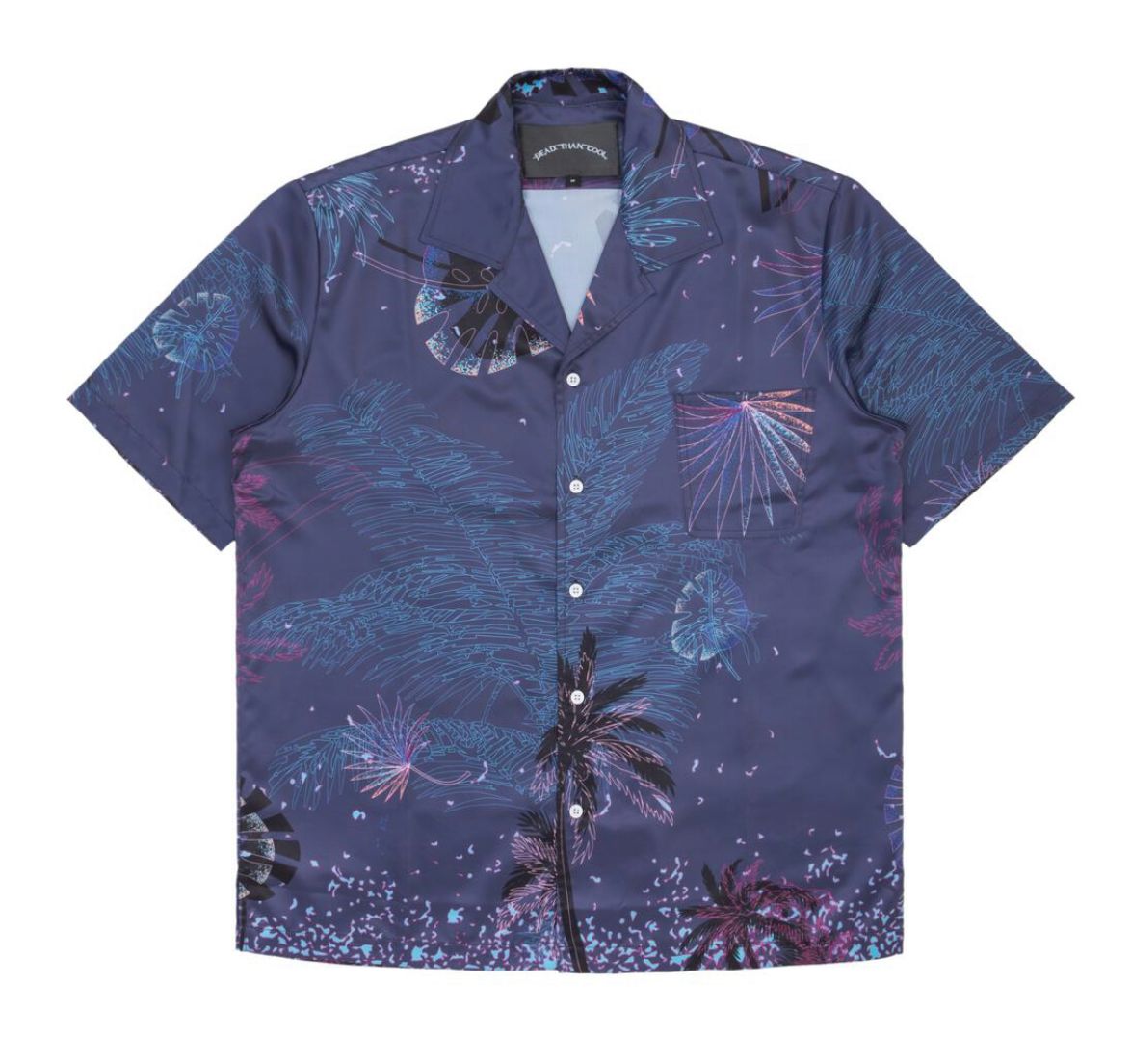 Dead Than Cool Palm Print Button-Up Shirt Purple/Pink
