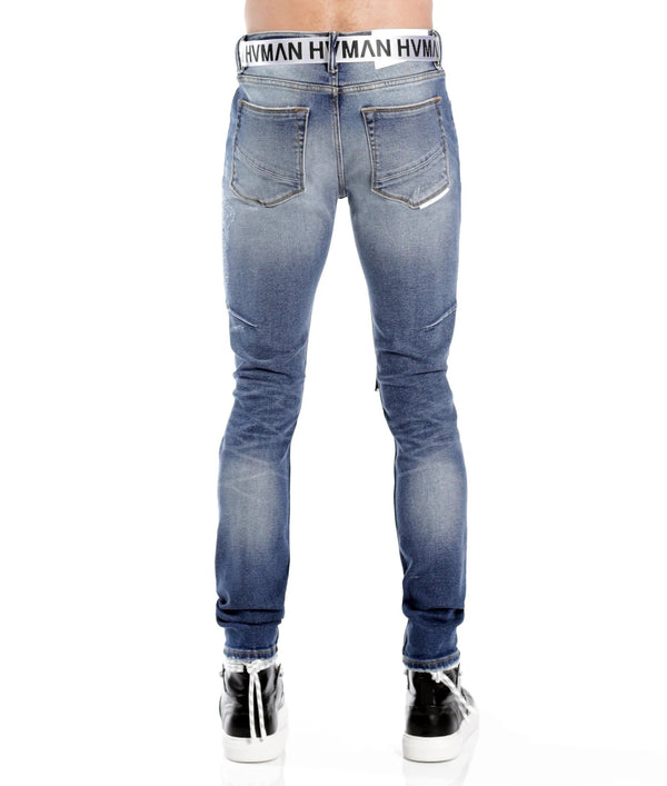 Hvman (strat super skinny fit jean w white belt in baltic)