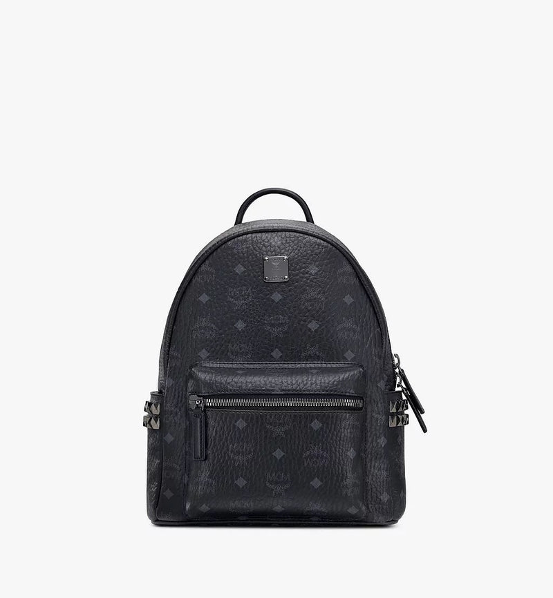 Mcm (black medium stark studs backpack in visetos)