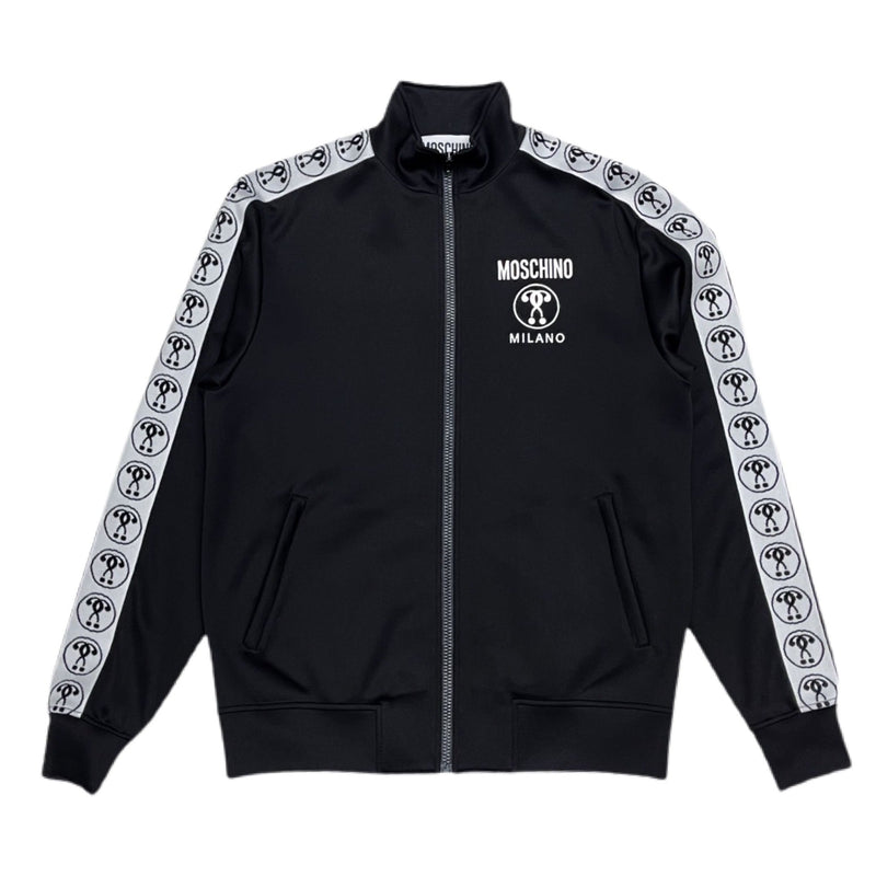 Moschino (black dqm logo jacquard technical sweatshirt jacket)