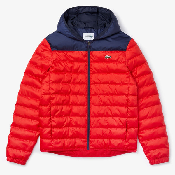 Lacoste (Mens red/navy sport hooded resistant jacket)