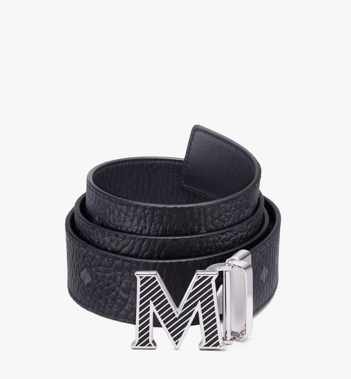 Mcm (black Claus Oblique M Reversible Belt 1.5" in Visetos)