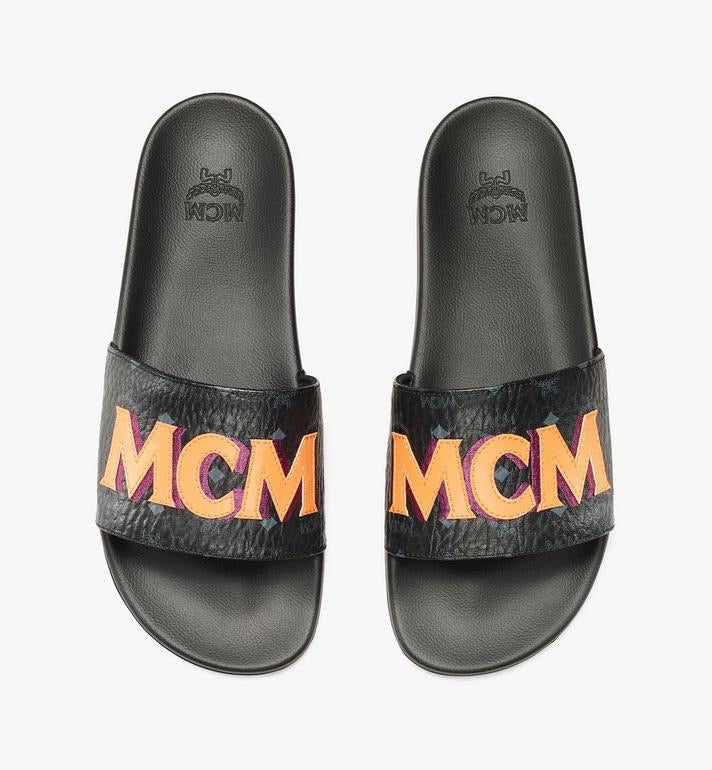 Mcm (men’s black/Orange diagonal monogram rubber slides)