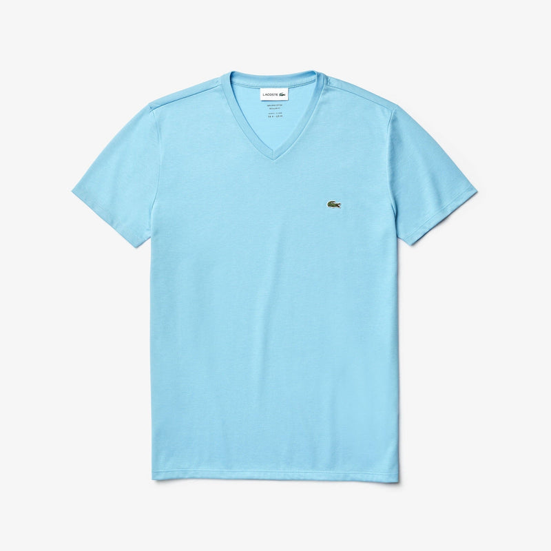 Lacoste Men's V-neck light blue Pima Cotton T-shirt