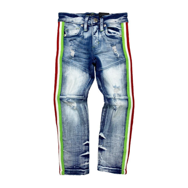 Elite denim (kids green/white stripes jeans)