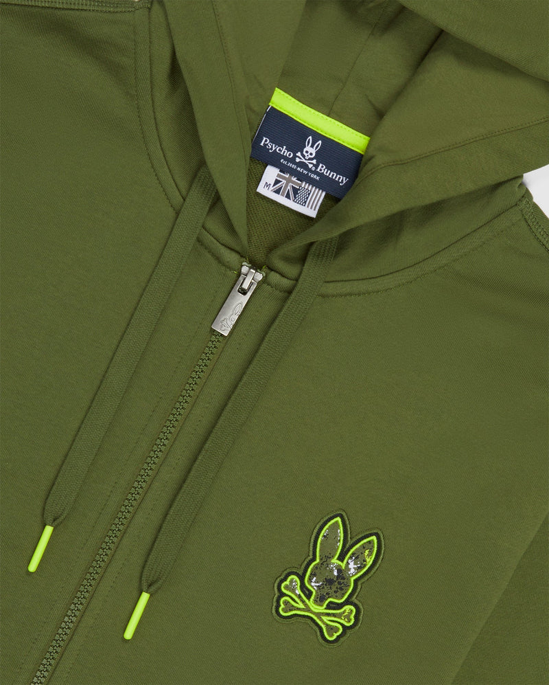 Psycho bunny (dark olive mens waverly bunny logo hoodie)