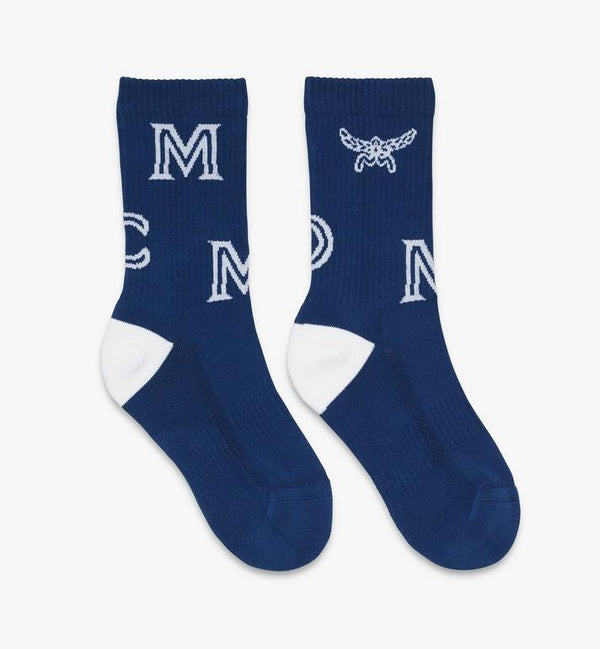 MCM (BLUE Monogram Print Cotton Socks)