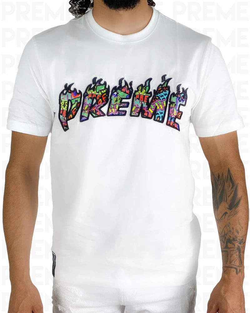 Preme  (white/multicolor “preme crewneck t-shirt)