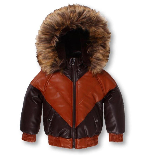 Dakoma (kids tan/brown furry leather jacket)
