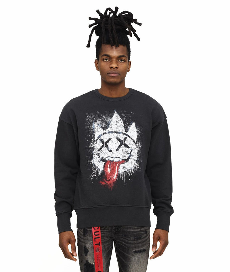 Cult of individuality ( black shimuchan distressed crewneck sweater