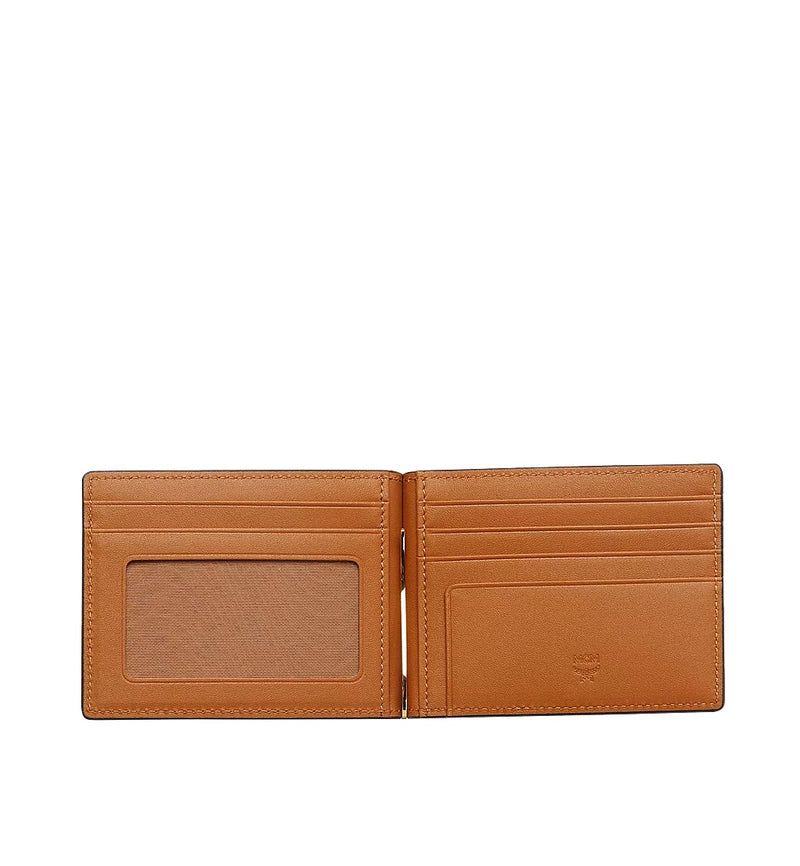 Mini Bifold Zip Card Wallet in Visetos Original Cognac