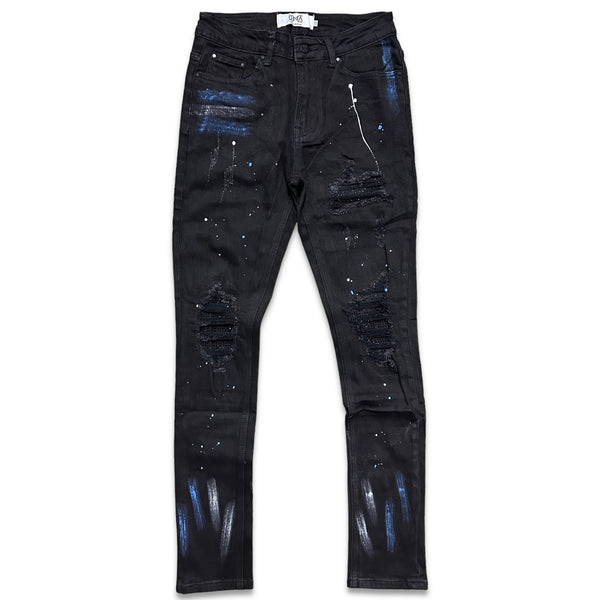 Dna premium (black/blue/white cut crystal cut wash jean)