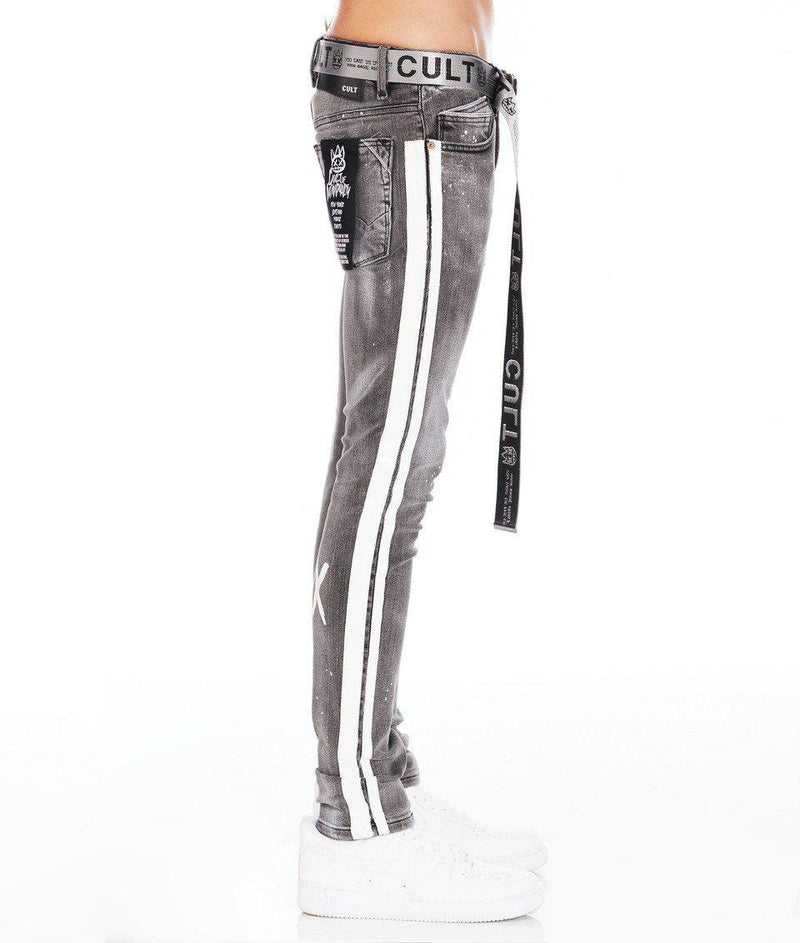 Cult of individuality (grey/white super skinny belt jean)