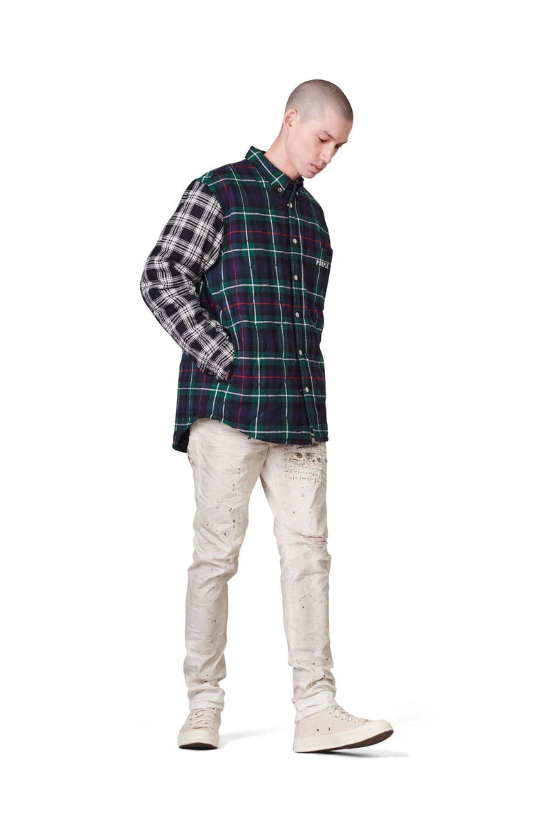 Purple brand (green quilted plaid long sleeve t-shirt jackets)