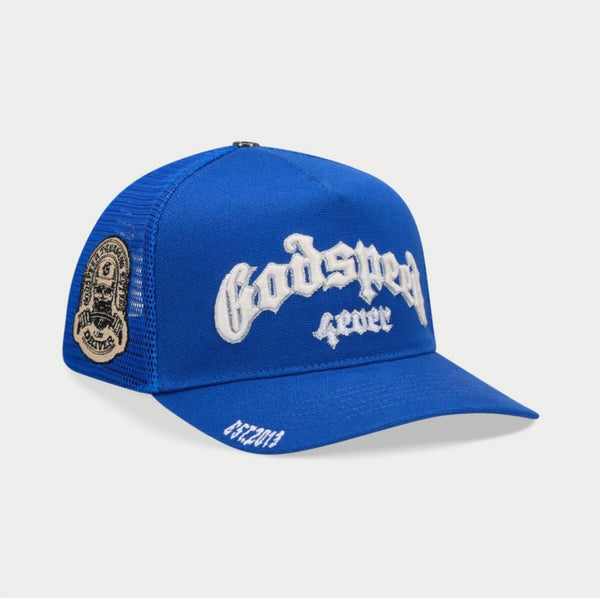 Godspeed (royal blue gs forever trucker hat)