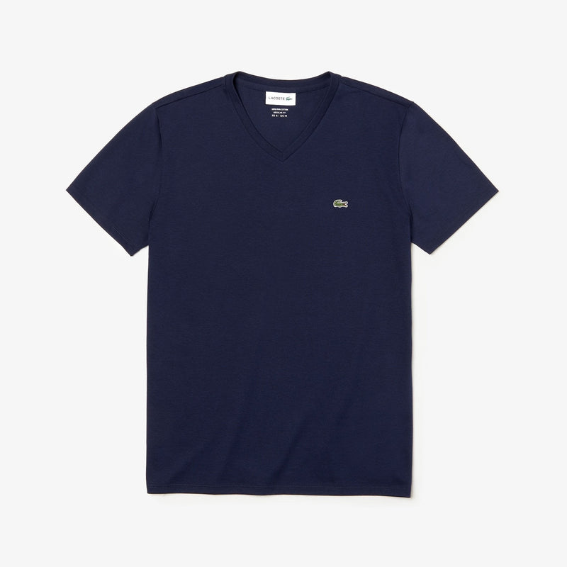 Lacoste men's v-neck navy pima cotton t-shirt