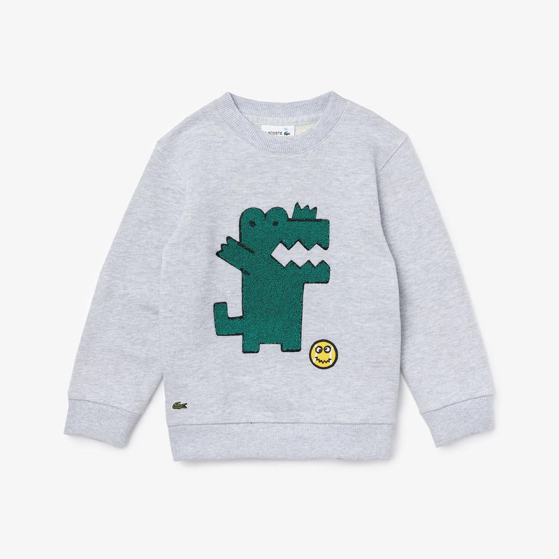 Lacoste (kids Grey crocodile cotton fleece sweater)