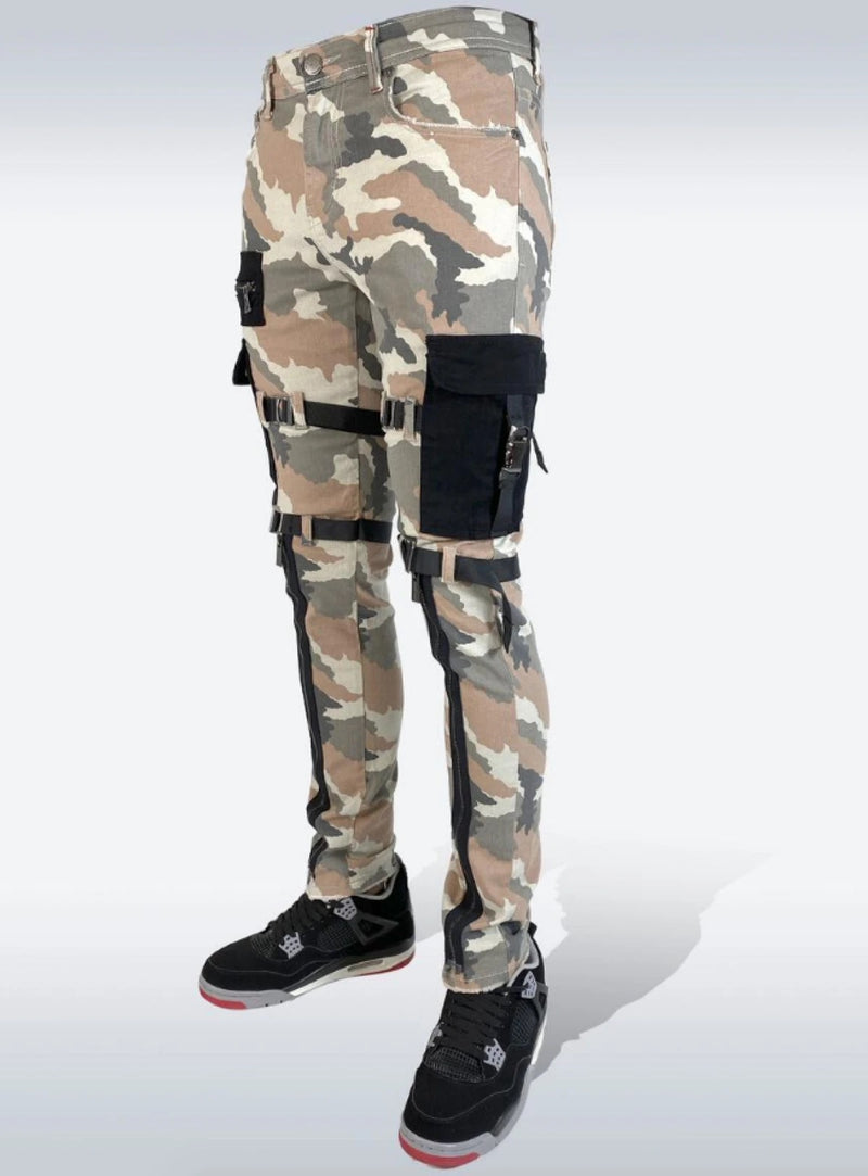 Preme denim (khaki camouflage cargo zip jean)