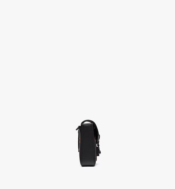 Mcm (black/orange color splash logo crossbody bag)