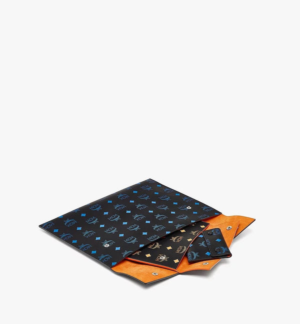 Mcm (black blue /orange pouch trio in color splash logo leather).