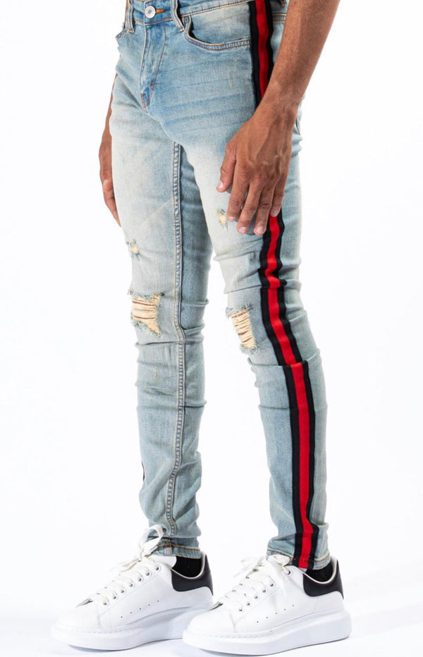 SERENEDE (blue/red double helix jean)