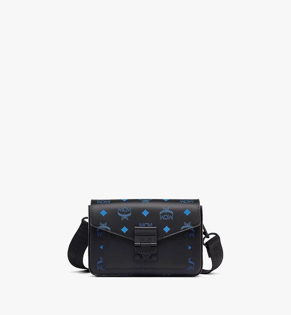 Mcm (black /blue color splash logo crossbody bag )