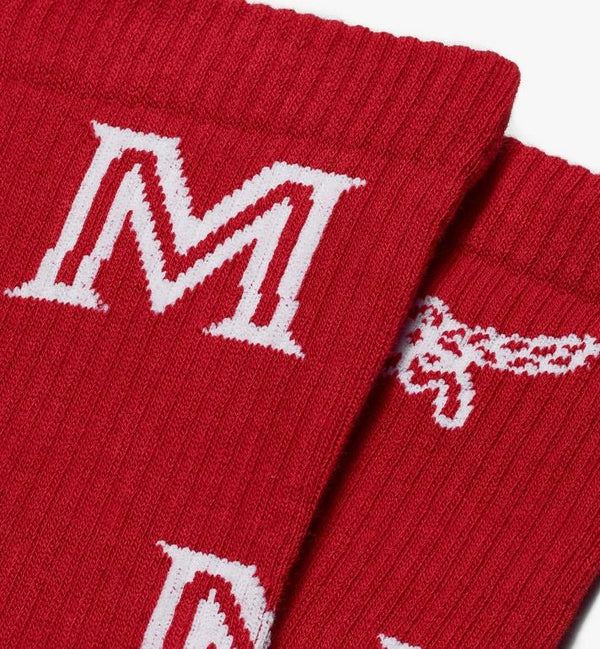 MCM (Red Monogram Print Cotton Socks)