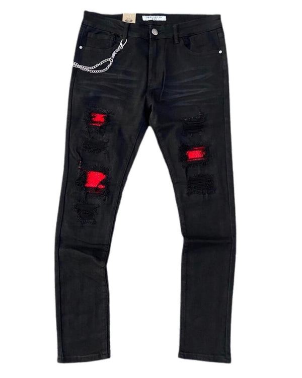 Reelistik nyc (black/red crystal cut jean)