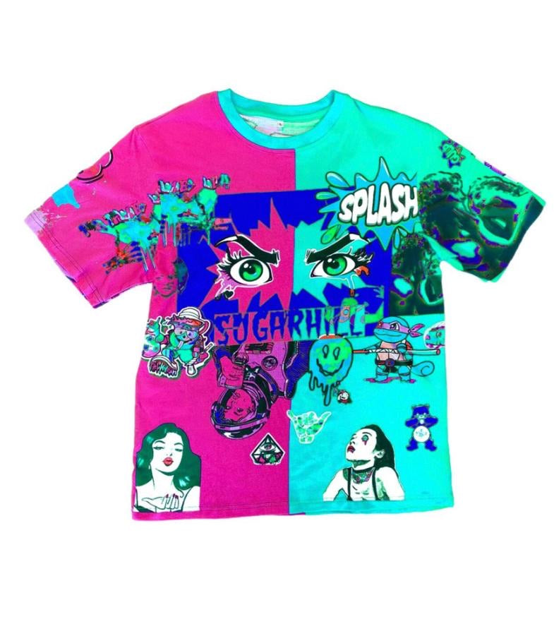 Sugar hill (pink /Turquoise crewneck t-shirts)