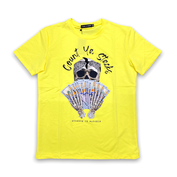 Streetz iz watchin (light yellow  “count yo stacks t-shirt)