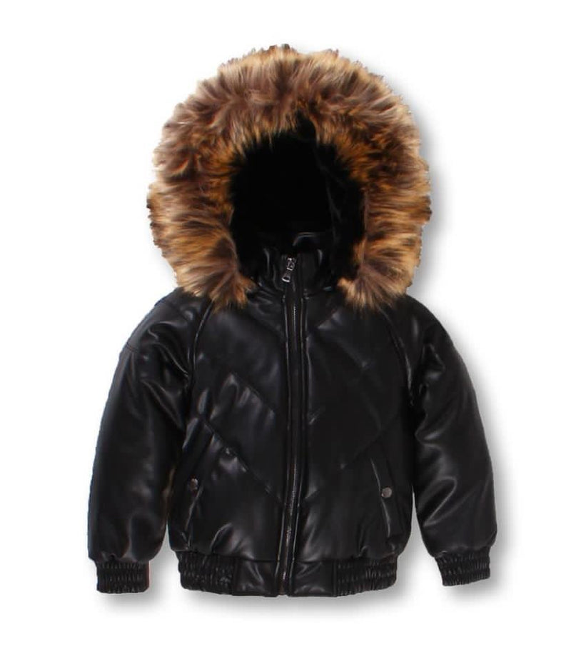 Dakoma (kids black/Brown furry leather jacket)
