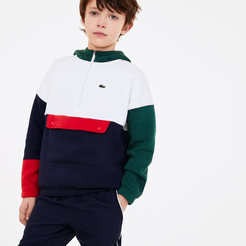 Lacoste (kids colorblock cotton fleece hoodie)