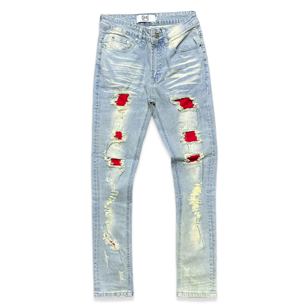 Dna premium (red “bleached cut wash super skinny jean)