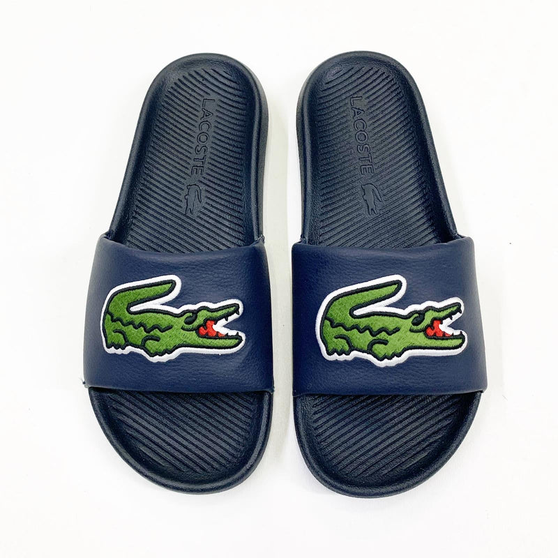Lacoste (men’s Navy/green croc slides)