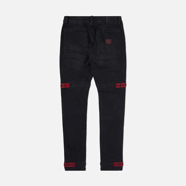 Eight & nine (black/red trapped slim utility wash jean)