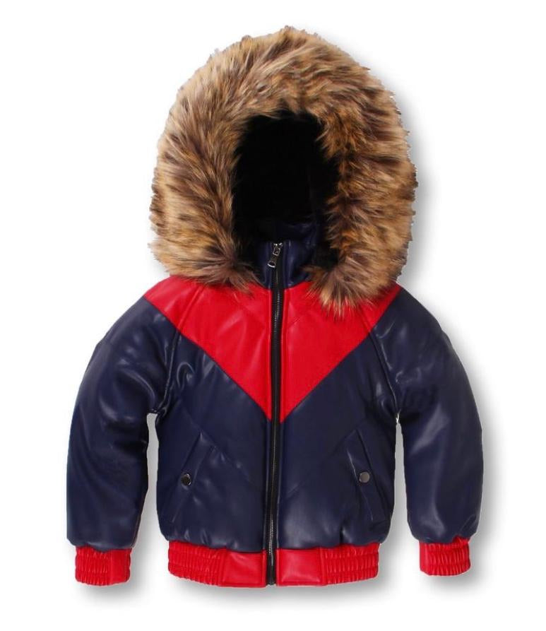 Dakoma (kids blue/red furry leather jacket)