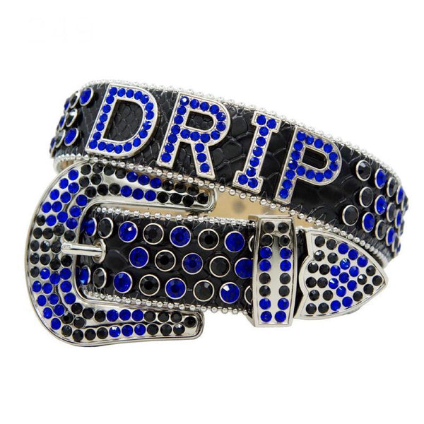 Dna premium belt  (black/royal blue “drip)