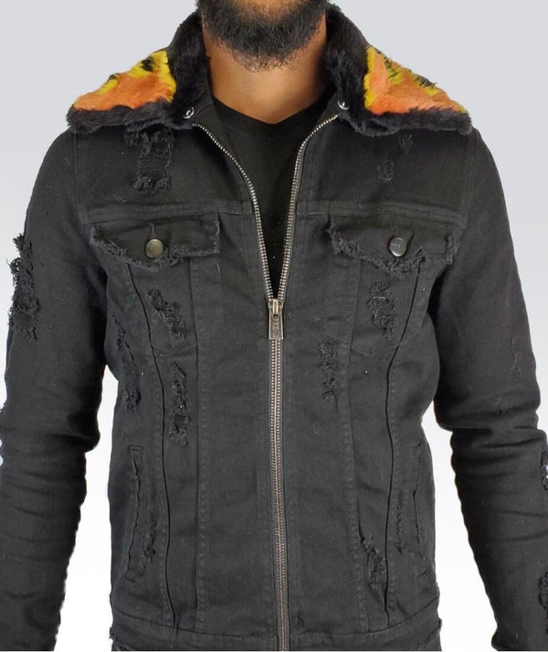 Preme denim (black/sand cut wash jacket)
