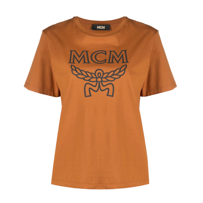 Mcm (women cognac logo print cotton t-shirt)