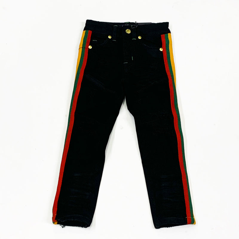 Elite denim (kids red/green/yellow stripes jeans)