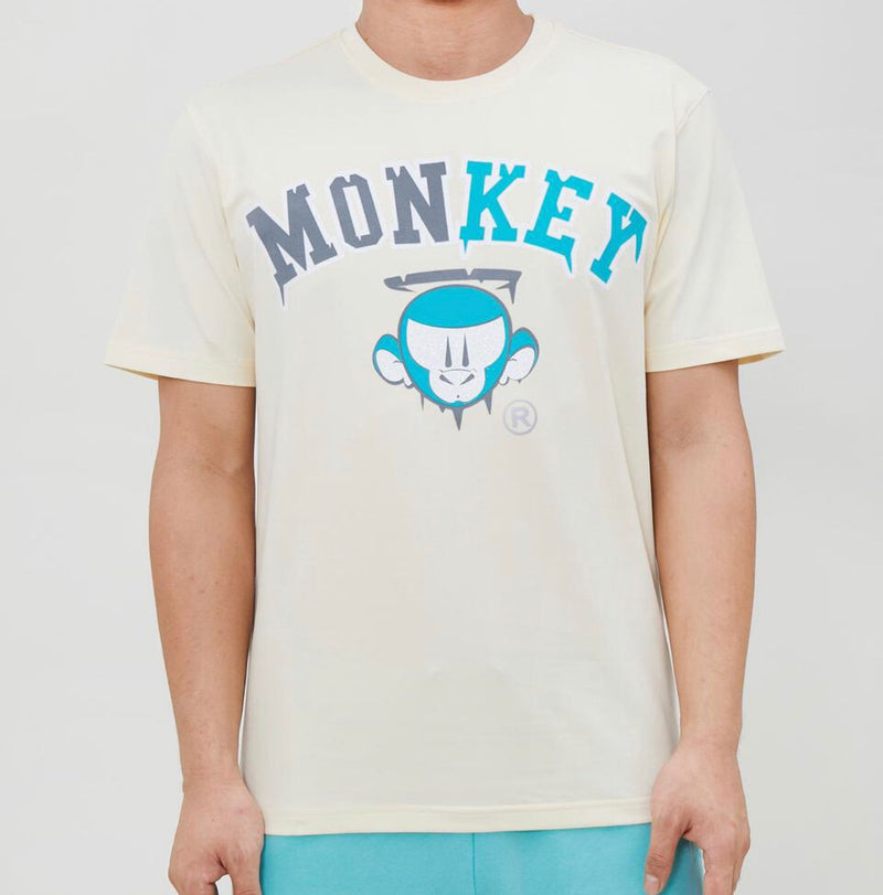 Monkey money (cream/blue “mad monkey t-shirt)