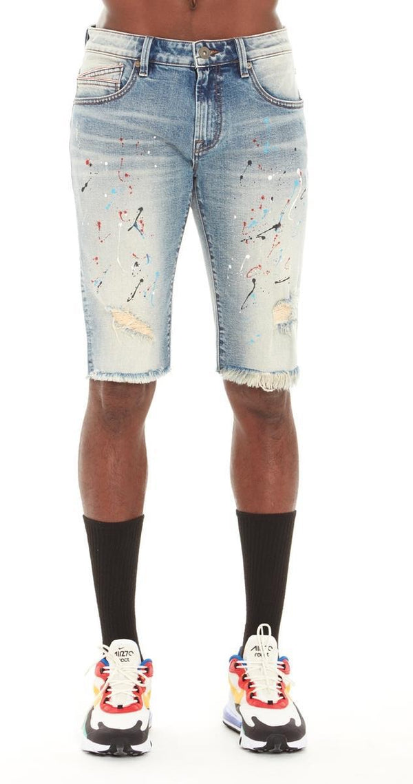 Cult of individuality (Blue/red spot picasso denim short)