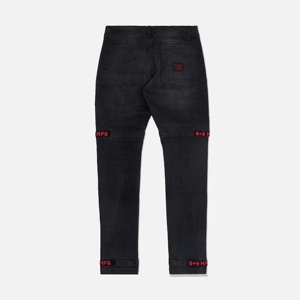 Eight & nine (Grey /red strapped slim utility wash jean)